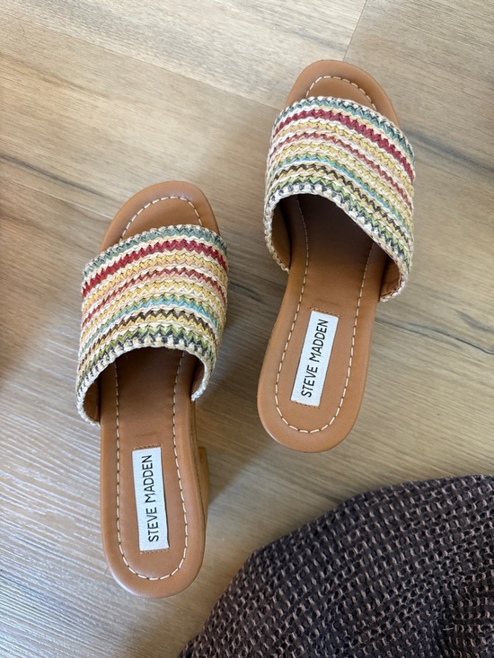 Steve Madden Shoes - Steve Madden Multicolor Braided Slide Sandals - Tan Footbed